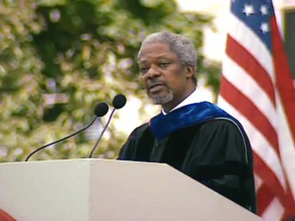 Editorial recreation of a 1997 university commencement ceremony